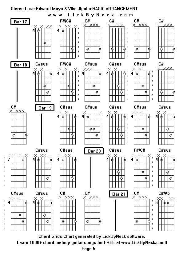 Chord Grids Chart of chord melody fingerstyle guitar song-Stereo Love-Edward Maya & Vika Jigulin-BASIC ARRANGEMENT,generated by LickByNeck software.